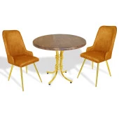 Buket Werzalit Yuvarlak-Çırağan Gold Fiskos Seti - Antik Dark Kiremit - 1