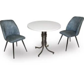 Buket Werzalit Yuvarlak ESB - Nilüfer 2li Mutfak Masa Takımı - Mavi - 1