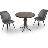 Buket Werzalit Yuvarlak ESB - Nilüfer 2li Mutfak Masa Takımı - Royal Mermer Füme - 1