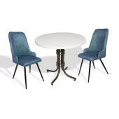 Buket Werzalit Yuvarlak ESB-Çırağan 2li Mutfak Masa Takımı - Mavi - 1