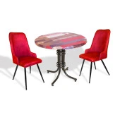 Buket Werzalit Yuvarlak ESB-Çırağan 2li Mutfak Masa Takımı - Red Wood Bordo - 1