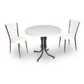 Buket Werzalit Yuvarlak ESB-Kapitoneli 2li Mutfak Masa Takımı - Beyaz - 1