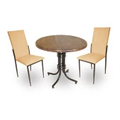 Buket Werzalit Yuvarlak ESB-Gözde 2li Mutfak Masa Takımı - Antik Dark Kapiçino - 1