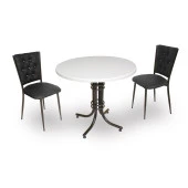 Buket Werzalit Yuvarlak ESB-Kapitoneli 2li Mutfak Masa Takımı - Siyah - 1