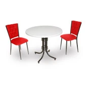 Buket Werzalit Yuvarlak ESB-Kapitoneli 2li Mutfak Masa Takımı - Kırmızı - 1