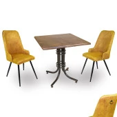 Buket Werzalit Kare ESB-Çırağan 2li Mutfak Masa Takımı - Antik Dark Sarı - 1