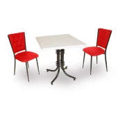 Buket Werzalit Kare ESB-Kapitoneli 2li Mutfak Masa Takımı - Kırmızı - 1