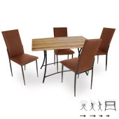 Modern Katlanır Werzalit-Gözde Mutfak Masa Takımı - Indiana Wood Kahve - 1