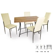 Modern Katlanır Werzalit-Gözde Mutfak Masa Takımı - Indiana Wood Krem - 1