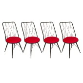 Royal Tel Sandalye (Elektrostatik Boya) (4 Adet Fiyatıdır) - Kırmızı - 1