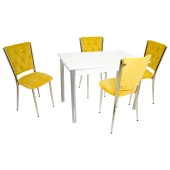 Akasya Kapitoneli Mutfak Masa Takımı (Kumaş) - Sarı - 1