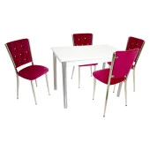 Akasya Kapitoneli Mutfak Masa Takımı (Kumaş) - Kırmızı - 1