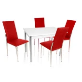 Akasya Gözde Mutfak Masa Takımı (Deri) - Kırmızı - 1