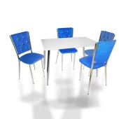 Manolya Kapitoneli Mutfak Masa Takımı (Kumaş) - Mavi - 1