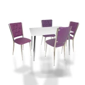 Manolya Kapitoneli Mutfak Masa Takımı (Deri) - Mor - 1