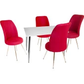 Manolya - Saray Mutfak Masa Takımı - Kırmızı - 1