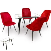 Dilara Cam - Nilüfer Masa Takımı - Kırmızı - 1