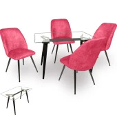 Dilara Cam - Nilüfer Masa Takımı - Pembe - 1