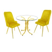 Buket Yuvarlak Gold Cam - Çırağan Gold  Fiskos Seti - Sarı - 1