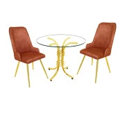 Buket Yuvarlak Gold Cam - Çırağan Gold Fiskos Seti - Kahve - 1