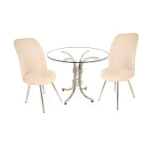 Buket Yuvarlak Cam - Saray Fiskos Seti - Krem - 1