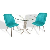 Buket Yuvarlak Cam - Nilüfer Fiskos Seti - Turkuaz - 1