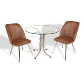 Buket Yuvarlak Cam - Nilüfer Fiskos Seti - Kahve - 1