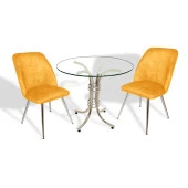 Buket Yuvarlak Cam - Nilüfer Fiskos Seti - Sarı - 1