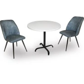 Indigo Werzalit Yuvarlak - Nilüfer 2li Masa Takımı (90 cm çap) - Mavi - 1