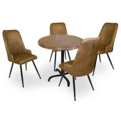 Indigo Werzalit Yuvarlak - Çırağan Masa Takımı (90 cm çap) - Antik Dark Kahve - 1