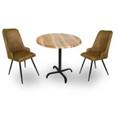 Indigo Werzalit Yuvarlak - Çırağan 2li Masa Takımı (70 cm çap) - Indiana Wood Kahve - 1