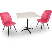 Indigo Werzalit Kare - Nilüfer 2li Masa Takımı (80X80) - Pembe - 1