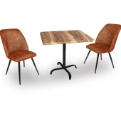 Indigo Werzalit Kare - Nilüfer 2li Masa Takımı (60X60) - Indiana Wood Kahve - 1