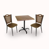 Indigo Werzalit Kare - Merdiven Tip 2li Masa Takımı (70X70) - Krem Indiana Wood - 1