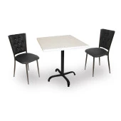 Indigo Werzalit Kare - Kapitoneli 2li Masa Takımı (70X70) - Siyah - 1