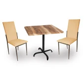 Indigo Werzalit Kare - Gözde 2li Masa Takımı (80X80) - Indıana Wood Kapiçino - 1