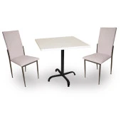 Indigo Werzalit Kare - Gözde 2li Masa Takımı (80X80) - Beyaz - 1