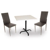 Indigo Werzalit Kare - Gözde 2li Masa Takımı (80X80) - Siyah - 1