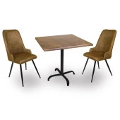 Indigo Werzalit Kare - Çırağan 2li Masa Takımı (70x70) - Antik Dark Kahve - 1