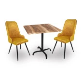 Indigo Werzalit Kare - Çırağan 2li Masa Takımı (60x60) - Indıana Wood Sarı - 1