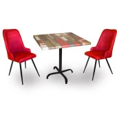 Indigo Werzalit Kare - Çırağan 2li Masa Takımı (60x60) - Bordo - 1