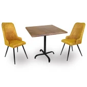 Indigo Werzalit Kare - Çırağan 2li Masa Takımı (60x60) - Antik Dark Sarı - 1