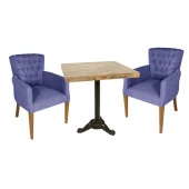 Çipa Laminat Kare - Kapitoneli Berjer Fiskos Seti - Lacivert - 1