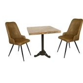 Çipa Laminat Kare - Çırağan 2li Masa Takımı - Kahve - 1