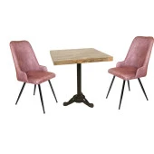 Çipa Laminat Kare - Çırağan 2li Masa Takımı - Pembe - 1