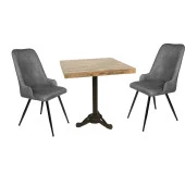 Çipa Laminat Kare - Çırağan 2li Masa Takımı - Füme - 1