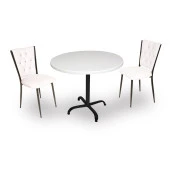 Indigo Werzalit Yuvarlak - Kapitoneli 2li Masa Takımı (70 cm çap) - Beyaz - 1