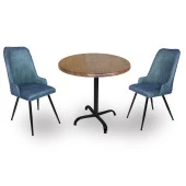 Indigo Werzalit Yuvarlak - Çırağan 2li Masa Takımı (90 cm çap) - Antik Dark Mavi - 1