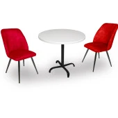 Indigo Werzalit Yuvarlak - Nilüfer 2li Masa Takımı (90 cm çap) - Bordo - 1