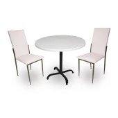 Indigo Werzalit Yuvarlak - Gözde 2li Masa Takımı (90 cm çap) - Beyaz - 1